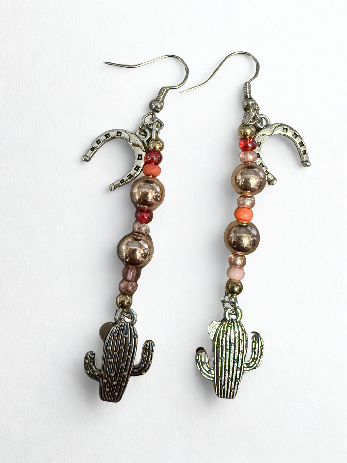Wild Pixy Collective - Silver Cactus + Horseshoe Earrings in Silver