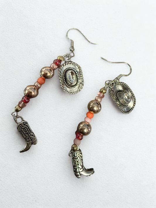 Wild Pixy Collective - Cowgirl Hat + Boots Earrings in Silver