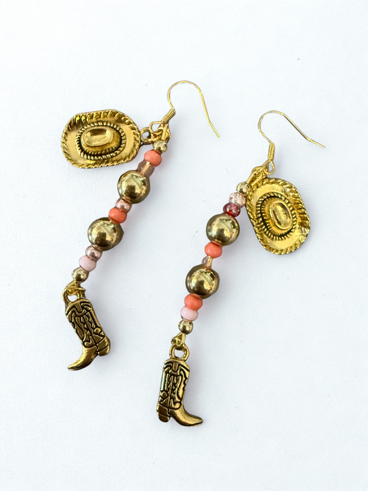 Wild Pixy Collective - Gold Cowboy Hat + Boots Earrings